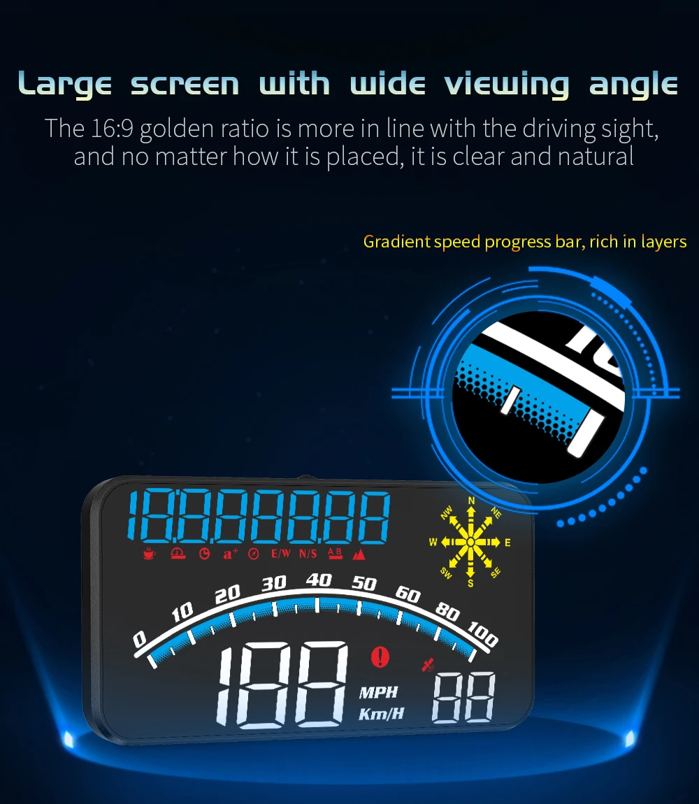 HUD G10 Head-up-Display für Auto Universeller Digitaler Geschwindigkeitsmesser GPS-Tachometer MPH KMH Projektion mit Halterung Auto-Innenausstattung – Detail 3