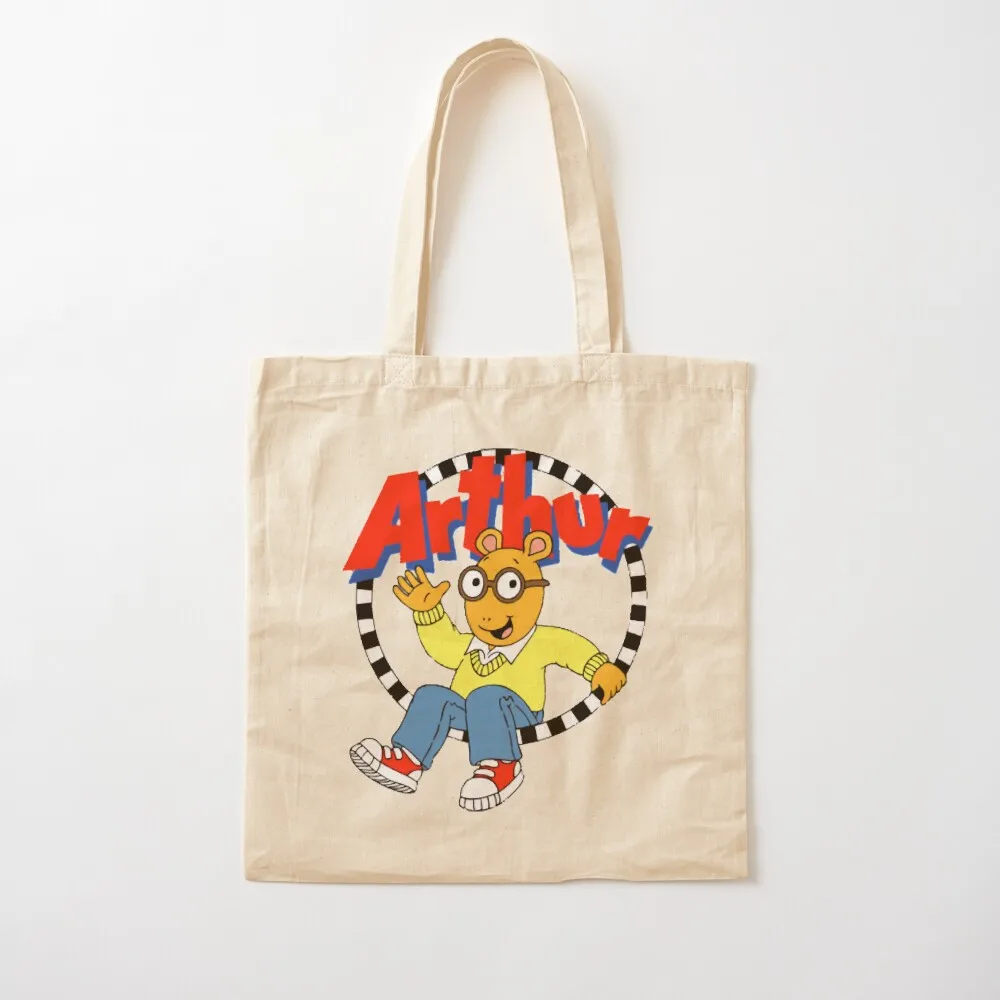 آرثر شعار كلاسيكي تي شيرت حمل حقيبة أكياس القماش شخصية حمل حقيبة صديقة للبيئة قابلة للطي أكياس البقالة القابلة لإعادة الاستخدام
