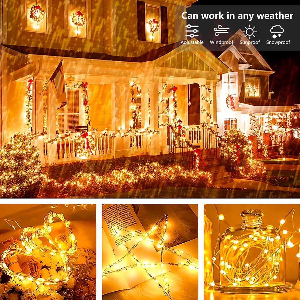 20Meter USB LED String Lights Copper Silver Wire Garland Light Waterproof Fairy Lights For Christmas Wedding Party Decorative