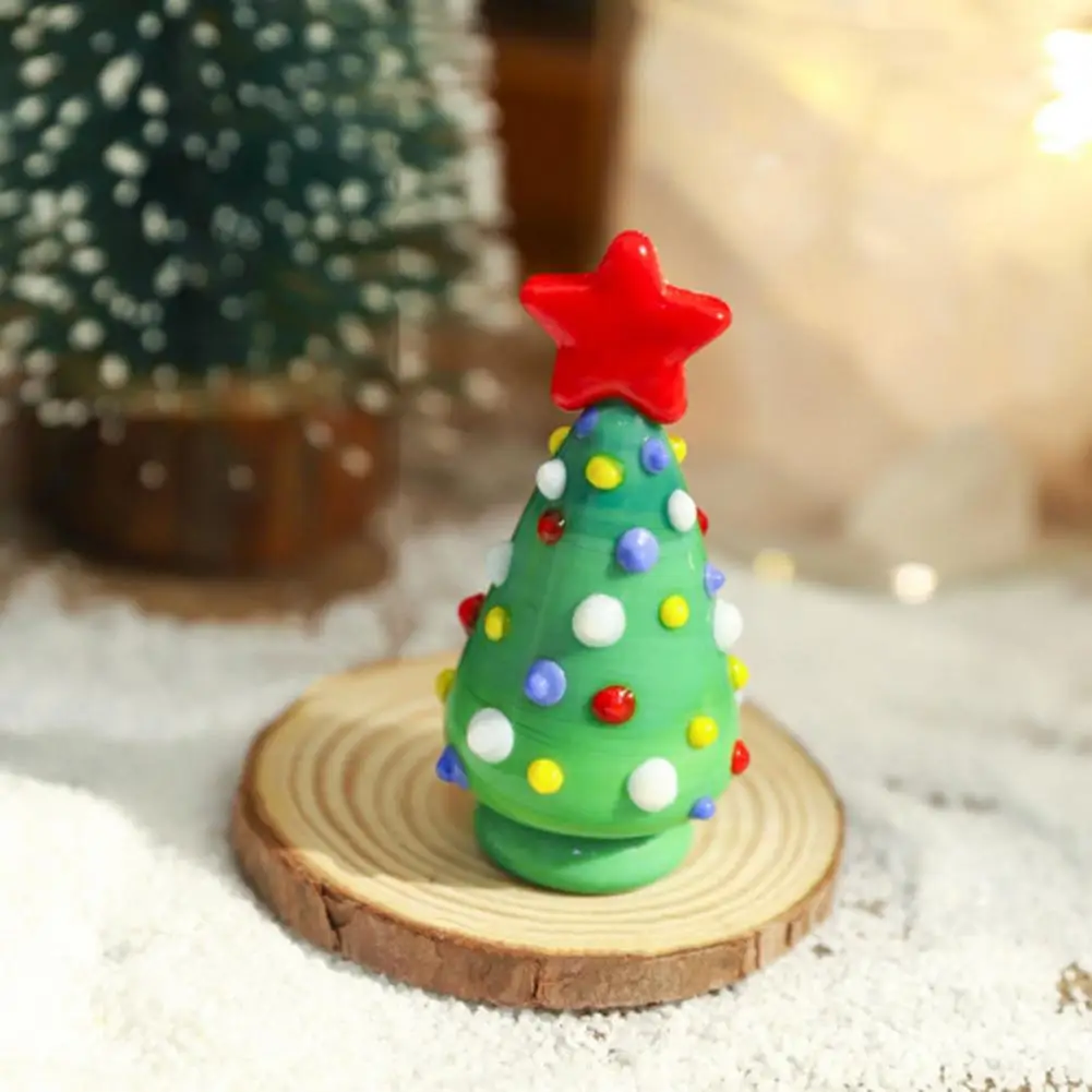 Sophisticated Christmas Decor Handmade Glass Christmas Tree Ornaments Green Xmas Tree Decoration Blown Glass Figurine for Home