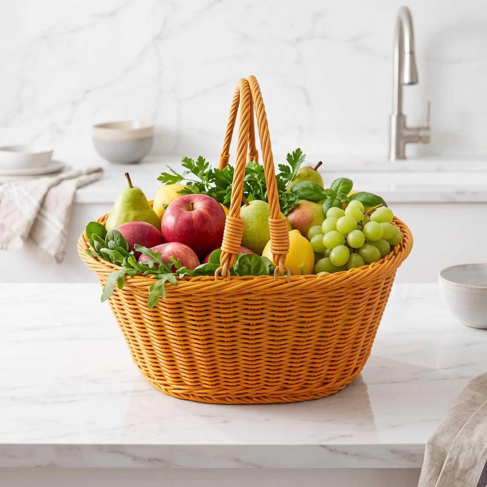 Imitation Rattan Wicker Basket for Toy Storage and Kitchen Organization