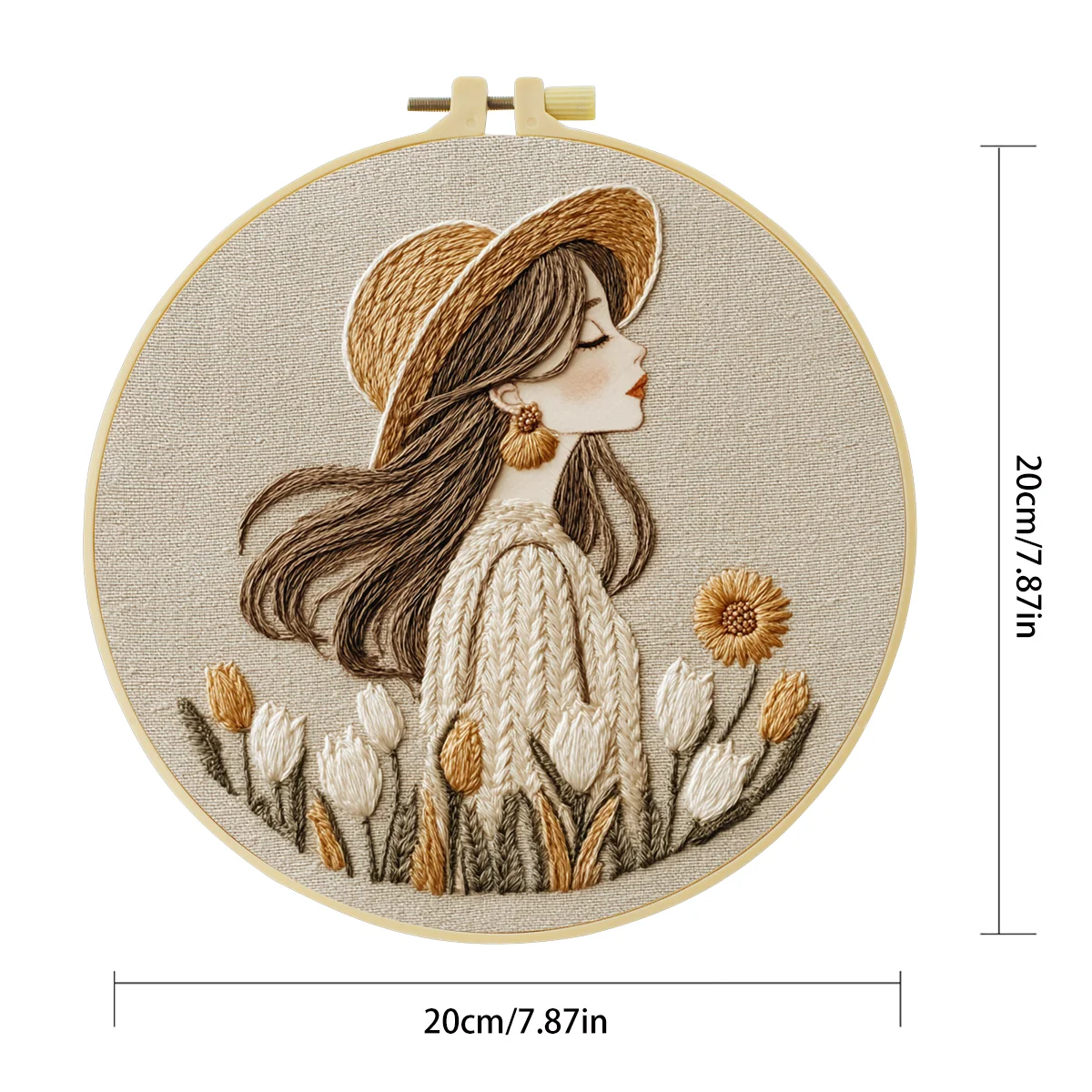 1 Stück 20x20 cm/15x15 cm 7,87/6,3 Zoll Stickerei-Starter-Kit für Frauen, DIY-Kit, Stickerei-Set, Bastelset für Anfänger – Detail 2