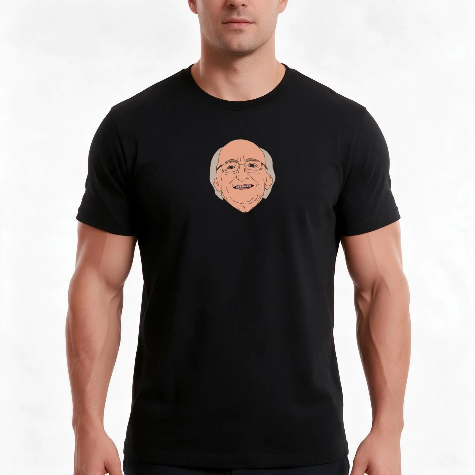 michael d higgins T-Shirt, Summer Casual Cotton Tee, Oversized Streetwear Tops, Vintage Graphic Print, Loose Fit Short Sleeve
