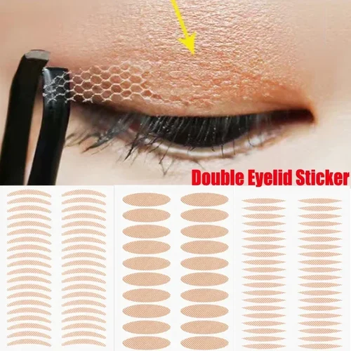 Imagen 2 del producto Cinta adhesiva Invisible para párpados, malla de encaje Natural de doble pliegue, raya de párpado Beige, herramienta de maquillaje de ojos adhesiva profesional transpirable