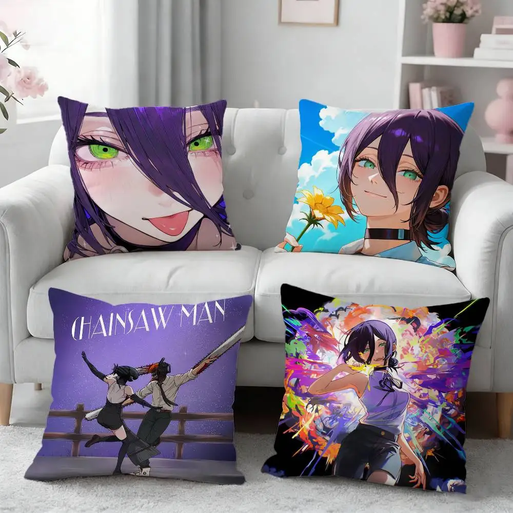 

C-Chainsaw Man Reze Arc Pillow Case Pattern Printed Pillowcase For Living Room Sofa Cushion Cover