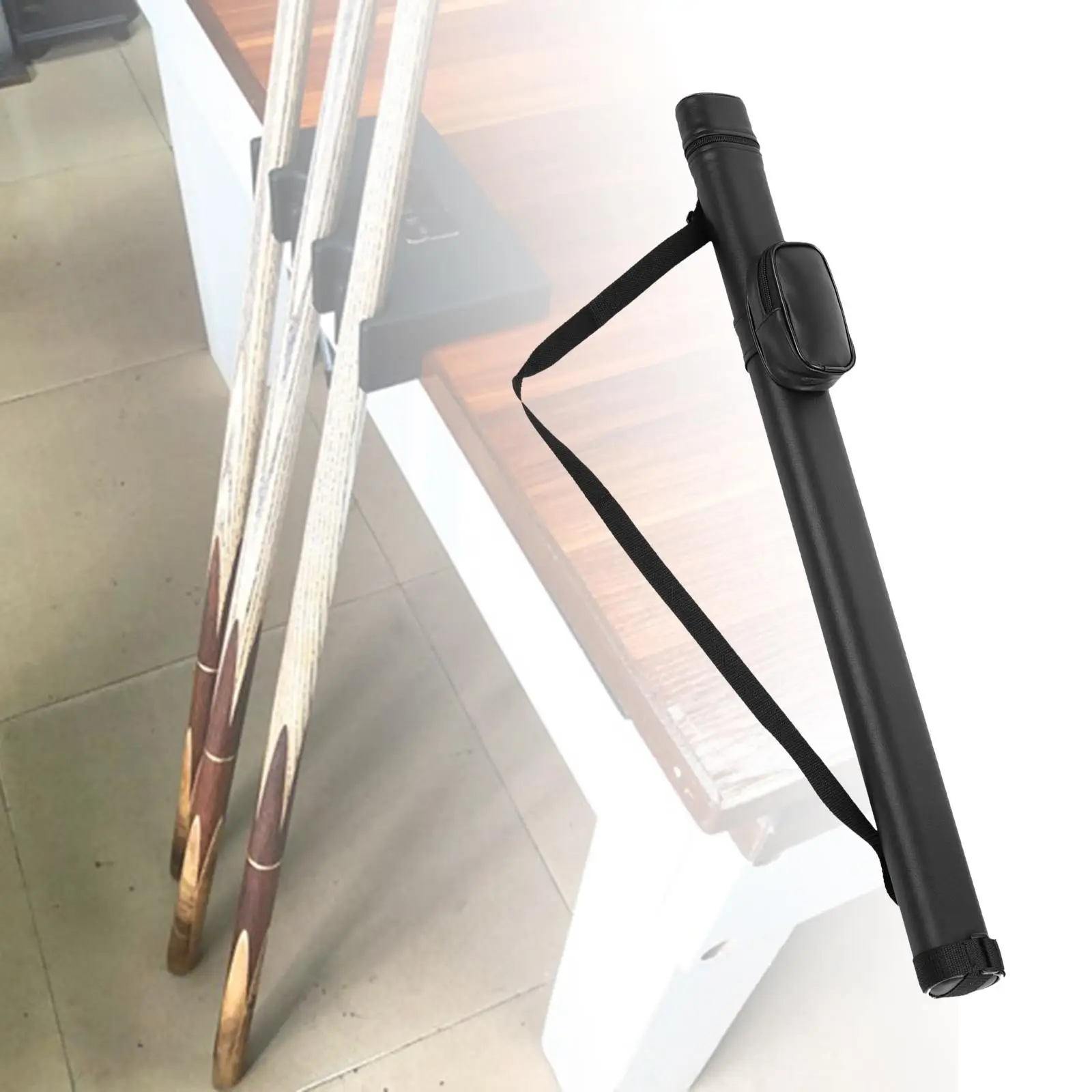 

Durable Pool Cue Rod Bag Holds 1 Complete 2Pcs Cue Holder Cover Transportation Protector PU Leather Snooker Cue Storage Pouch
