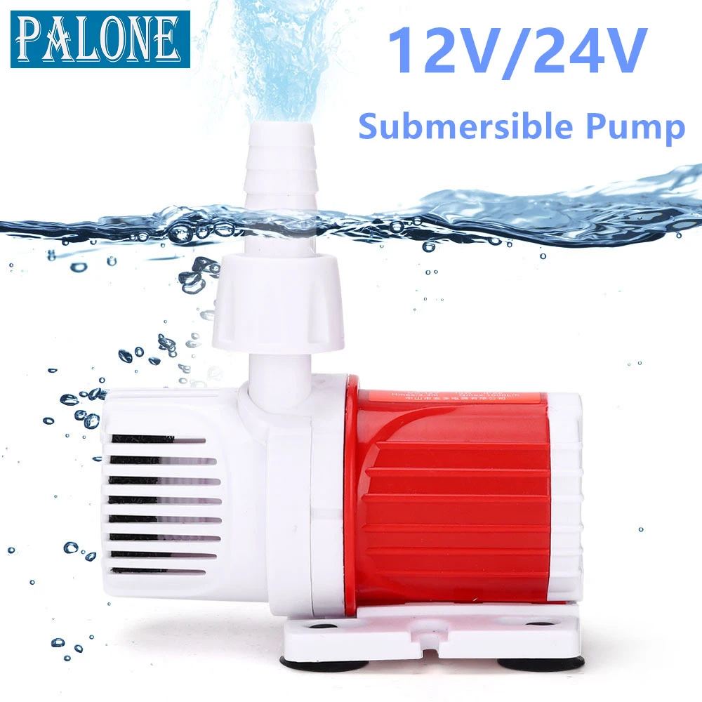 

PALONE DC12V/24V Aquarium Frequency Conversion Submersible Pump Ultra-quiet Bottom Suction Side Suction Fish Tank Water Pump