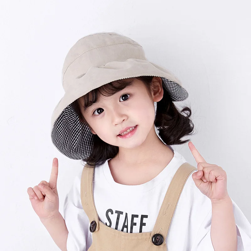 

Children's empty top hat summer lattice baby sunscreen sunshade hat parent-child Korean girl Princess sun fisherman hat