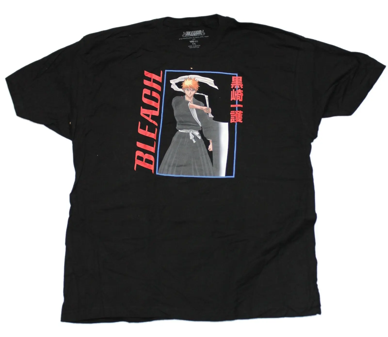 

Bleach New Adult T-Shirt - Boxed Ichigo Red Logo & Kanji Vintage Aesthetic Clothes Mens Designer Clothes Men's Clothing