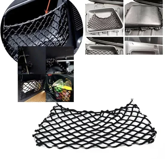 Car Back Rear Mesh Trunk Seat Elastic String Net Tuck Net String Bag Pocket For Benz Smart Fortwo 451 2009-2014