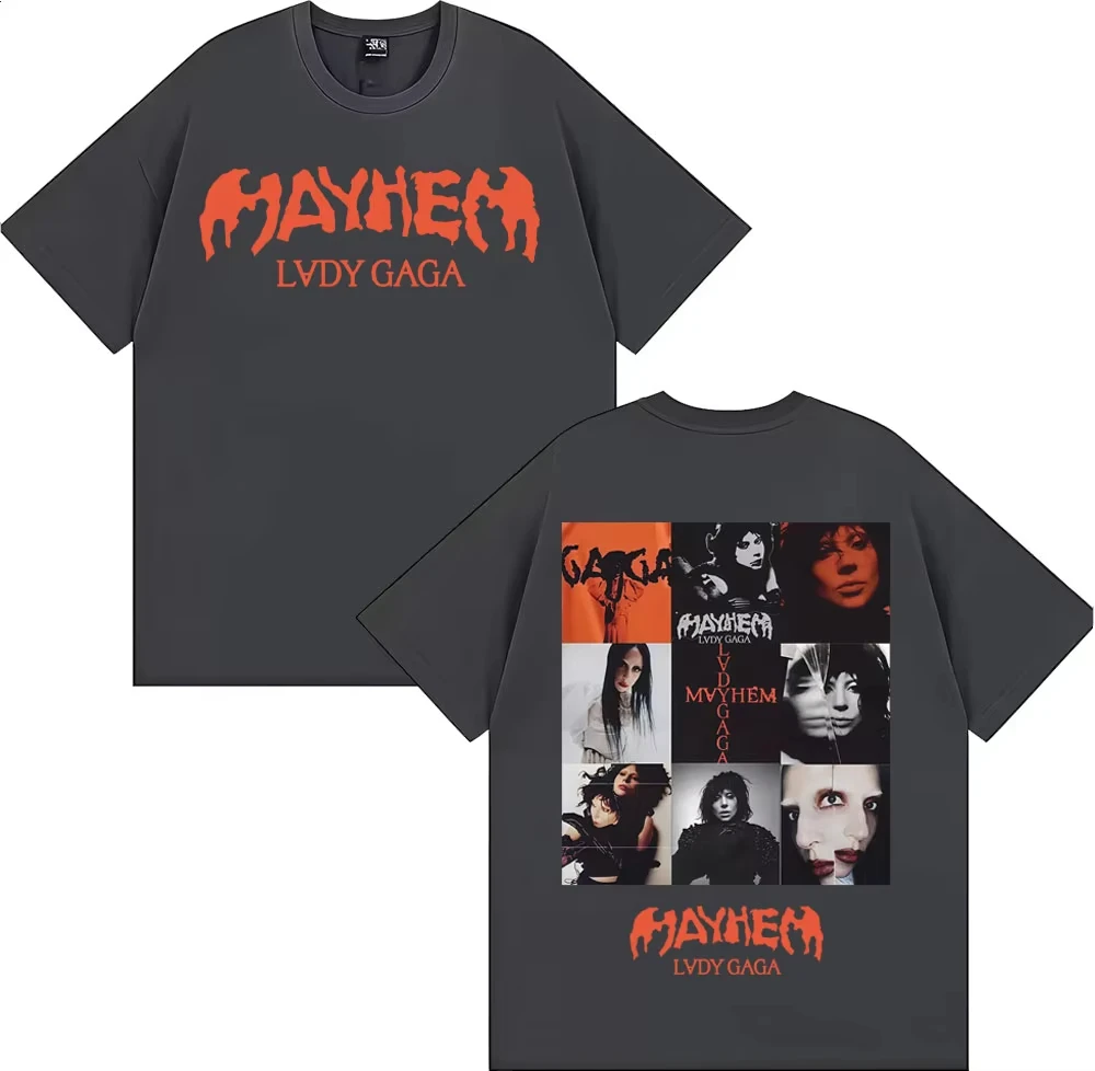 メンズとレディースのファッション美的Tシャツ、カジュアル半袖Tシャツ、レディー・ガガ・メイフェムの新アルバム2025ツアーTシャツ