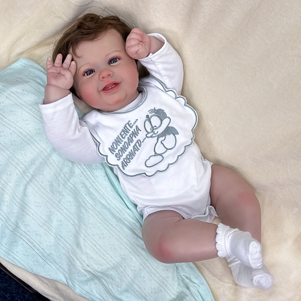 Simulazione da 22 pollici Baby Chubby Cute Reborn Doll Regalo per la bambola dei bambini Può sedersi o sdraiarsi e essere amichevole W-022PW