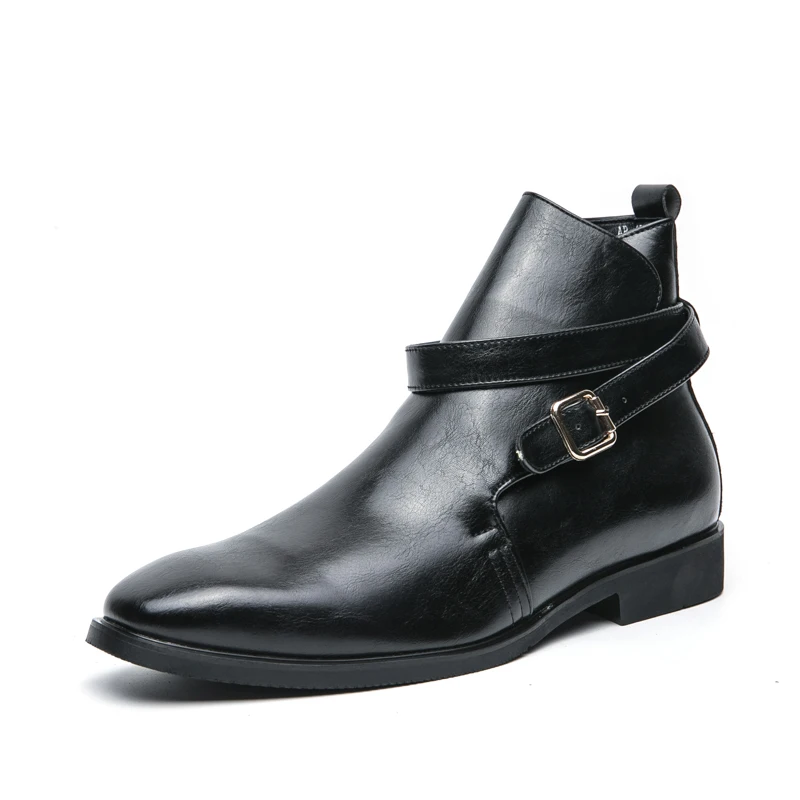

New high top leather shoes for men, fashionable and casual men's motorcycle shoes