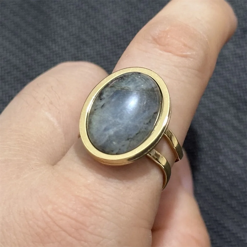 

10 шт. овальные кольца из натурального камня, открытые кольца из нержавеющей стали для женщин и мужчин, позолоченные, посеребренные, хрустальные кольца, ювелирные изделия, свадебная вечеринка, Рождество