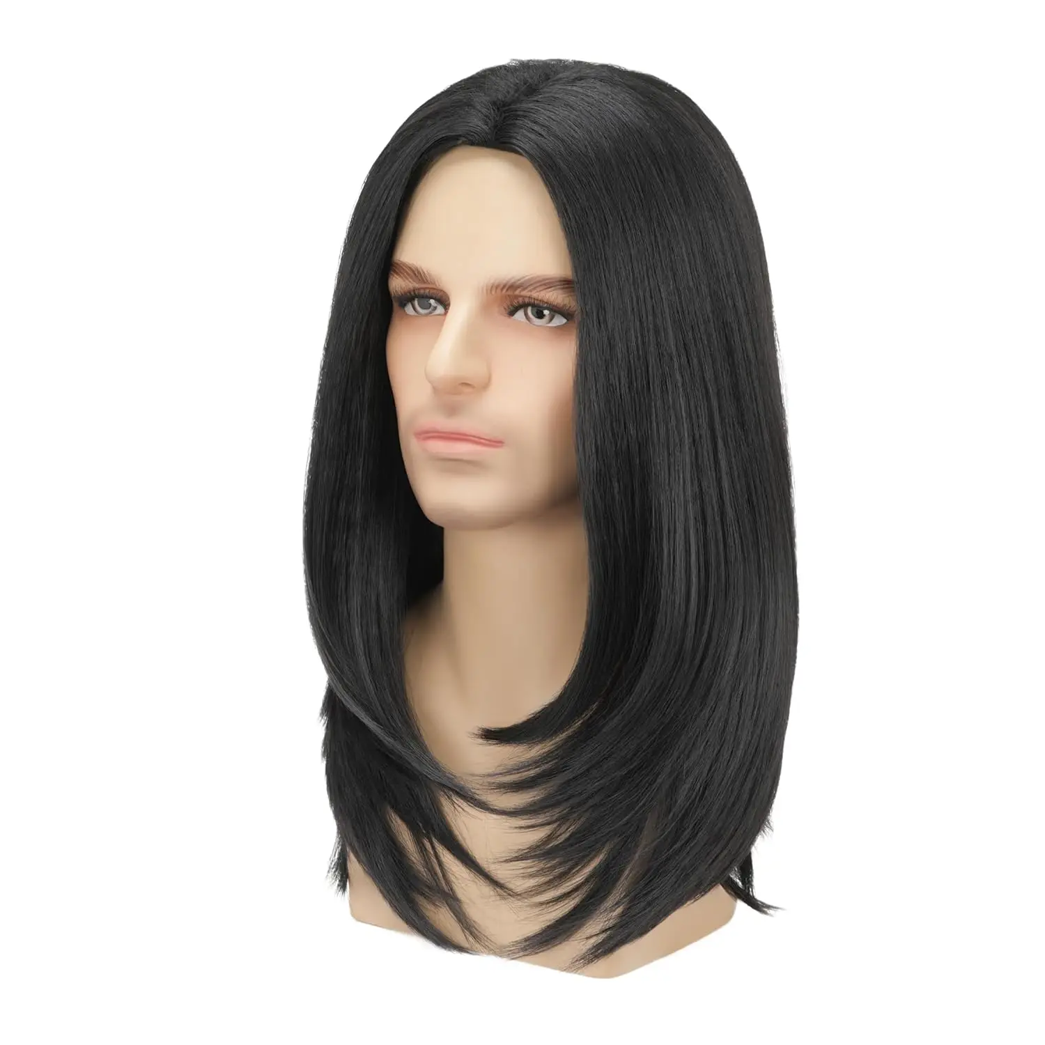 Long Black Wig for Mens Straight Hair Synthetic Heat Resistant Men Wigs for Daily Party Costume Halloween - view 5