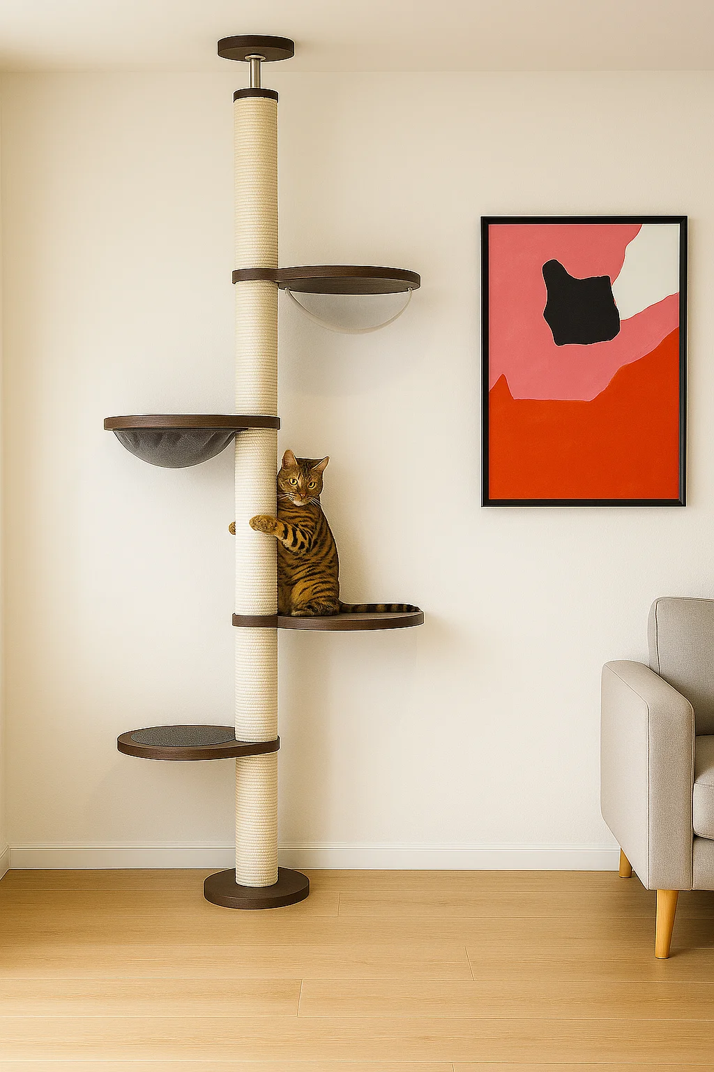 

*e dModern Eco-friendly Multi-Layer Floor to Ceiling Cat Tree Sisal and Wood Pet Toy d Apartments d Cats Furniture Carton&