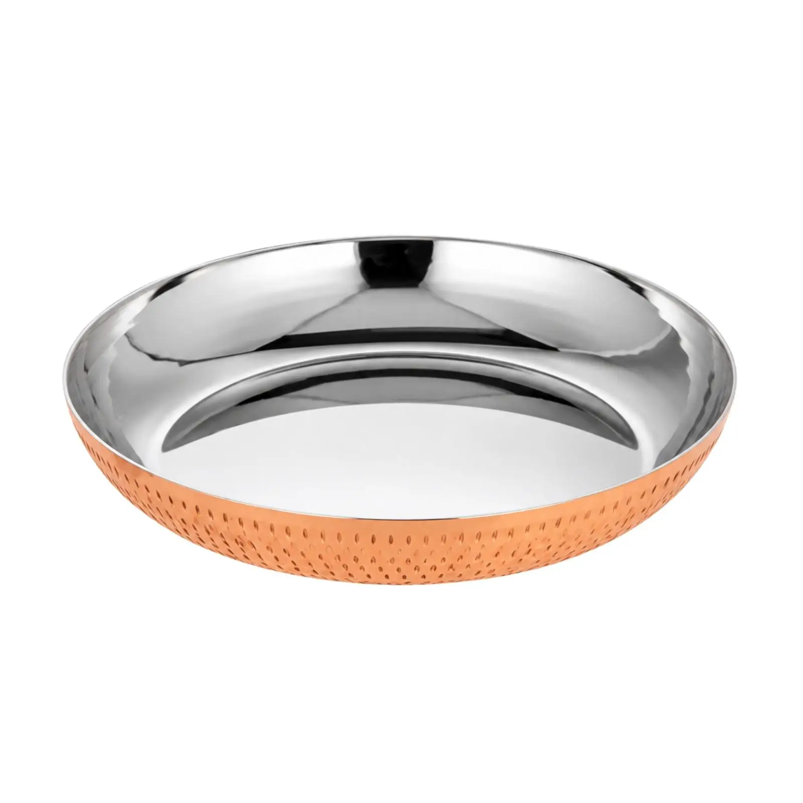 304 Stainless Steel Oval Food Tray Hammered Design Serving Plate for Catering Shared Meals