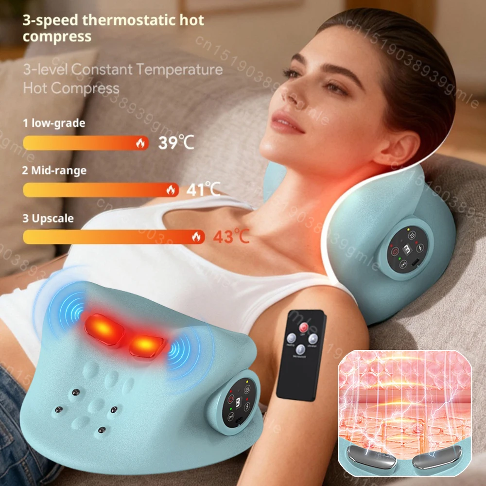 

Электрический массажер для шеи, носилки для шеи, импульсная тяга, нагрев, облегчение боли, хиропрактика, вибрационная подушка для акупунктурного массажа головы