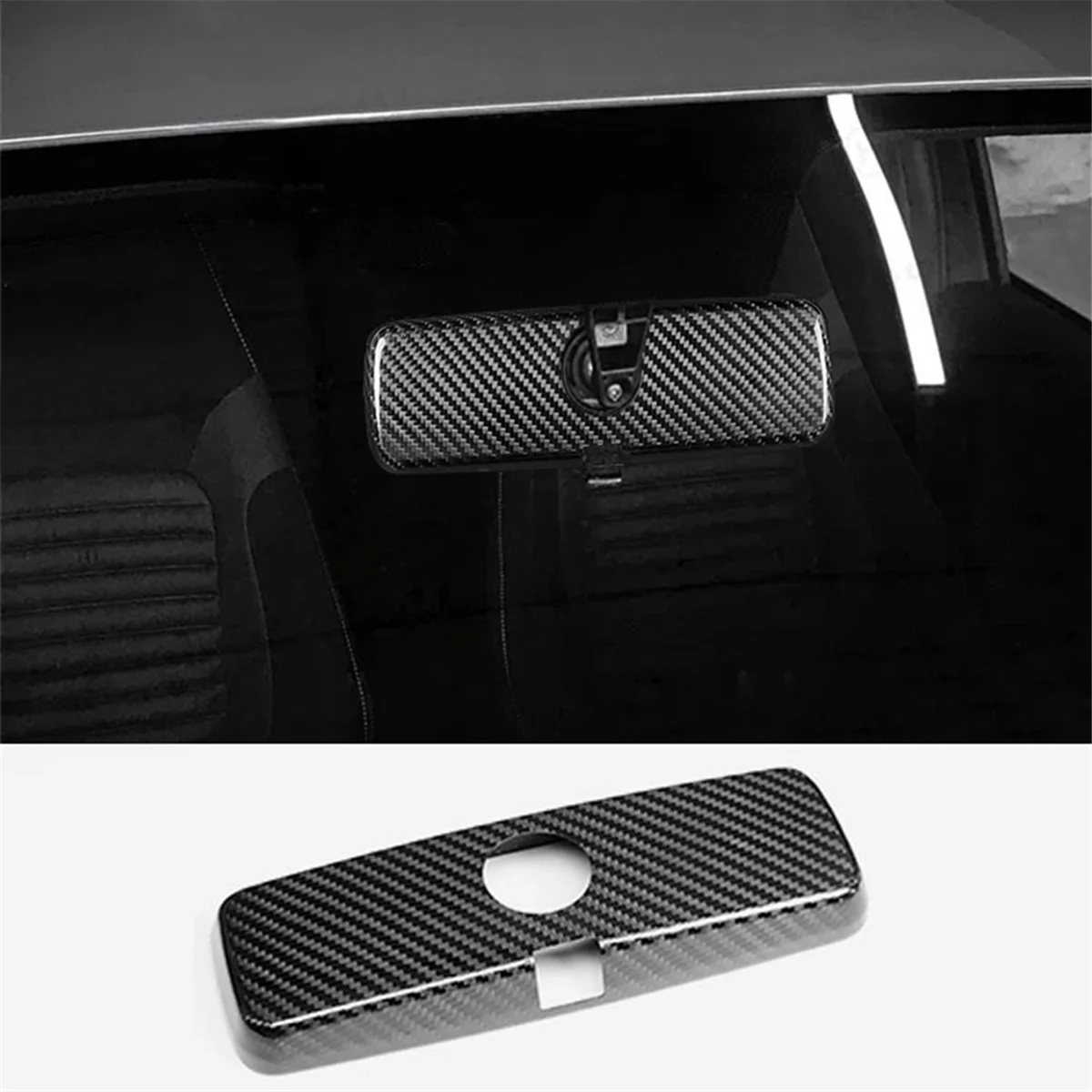 Super Sale Carbon Fiber Car Interior Rearview Mirror Cover Housing Cap Mirror Cover for Fiat 500 Abarth
