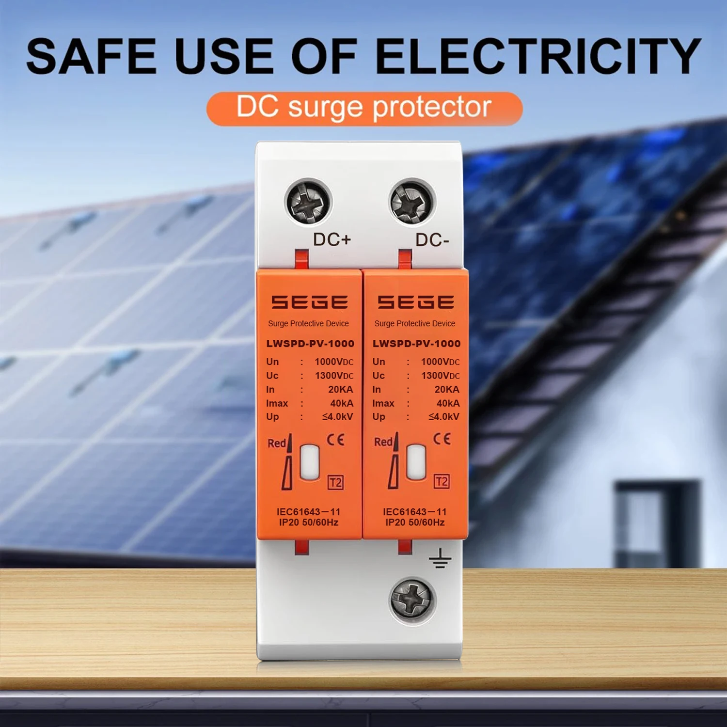 

Устройство защиты от перенапряжения (УЗИП) для дома, 500В/600В/800В/1000В, 20кА~40кА, низковольтный разрядник