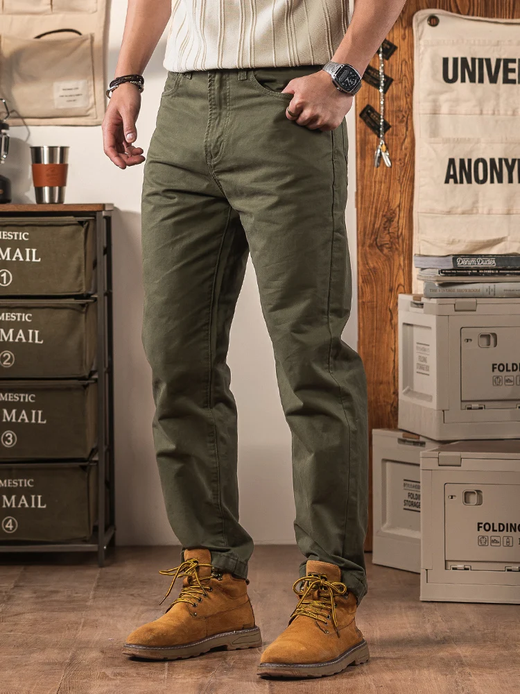 

Retro American Military een Casual Pants Men's Straight Leg Spring Autumn Pure Cotton Workwear Loose Jeans