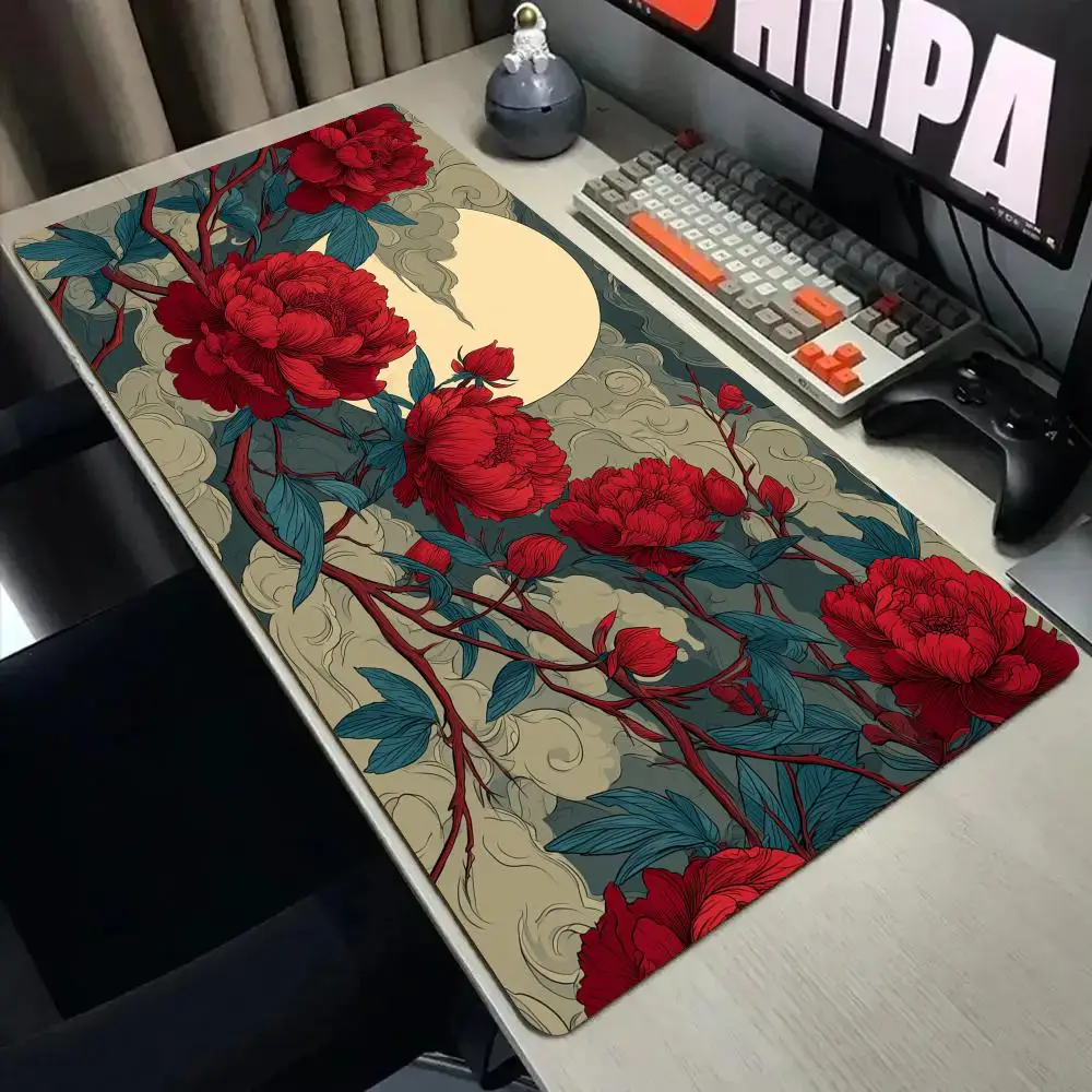 Gorgeous Peony large Mouse Pad Desk Mat with Stitched Edge Non-Slip gaming mats pc accessories keyboard desk pad mauspad