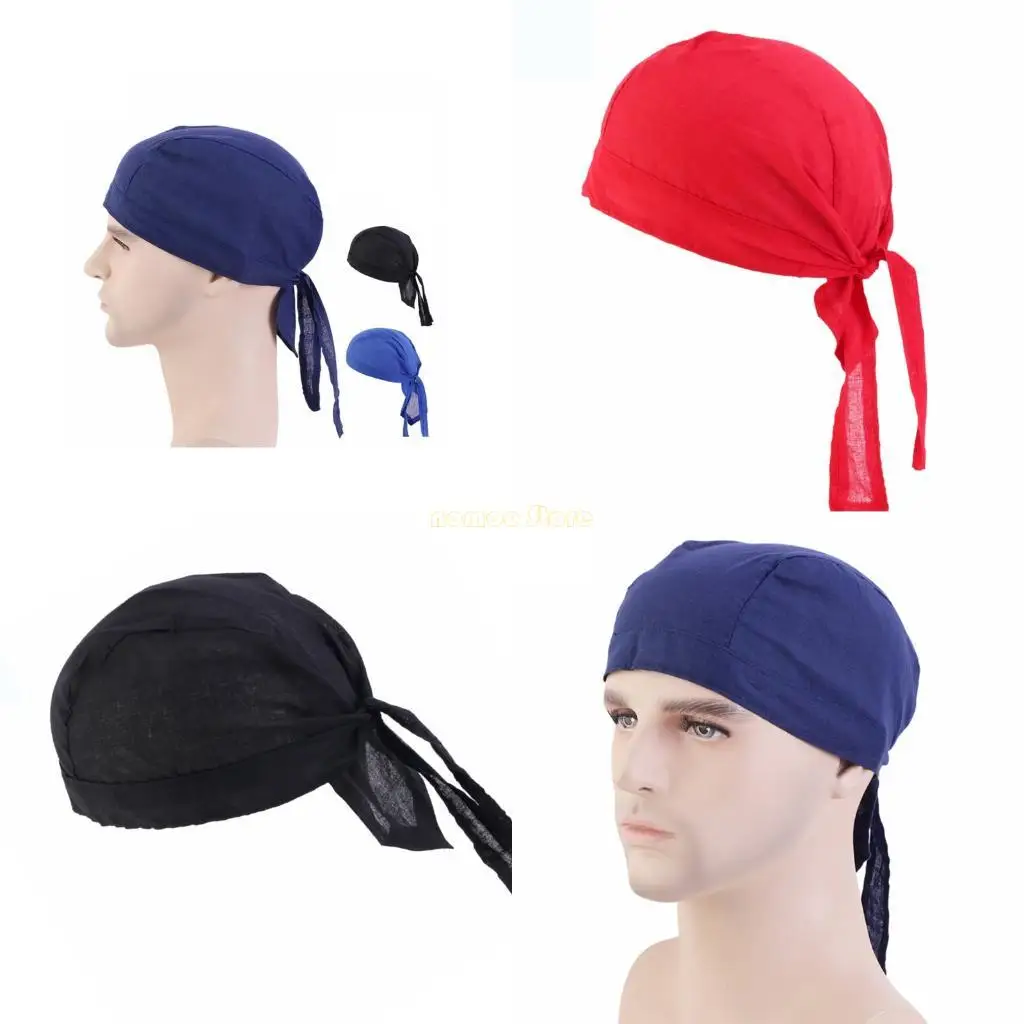 

31BF Adjustable Chefs Pirate Hat Sweat Resistant Breathable Bandana Scarf Hat Headwear