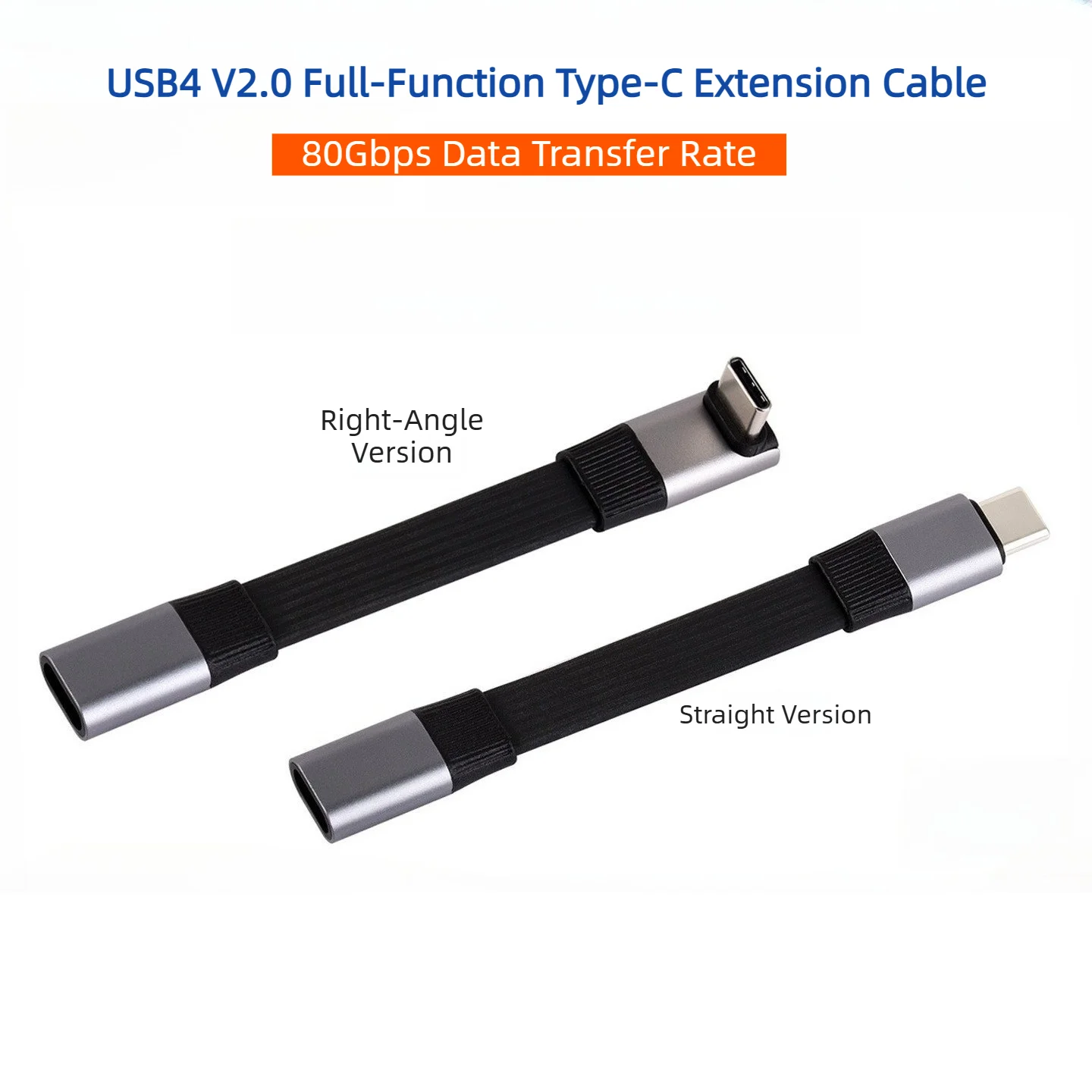 USB4 V2.0 Type-C Extension Cable 80Gbps 240W 8K@60Hz Straight/Right Angle for Laptop