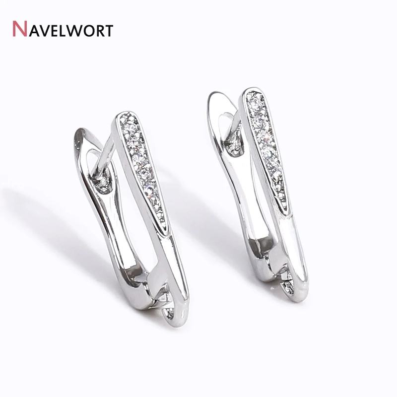 Rhodium Plated Inlaid Zircon Earwire Earring Fixtures,Accessories For Earrings,High Quality Earring Hook Finding,DIY Accessories