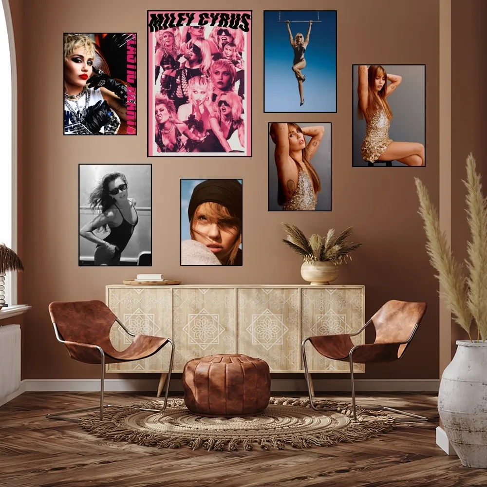 Singer Miley Cyrus Golden Kiss Poster Prints Wall Painting Bedroom Living Room Decoration Office Home