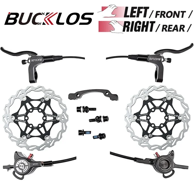 

BUCKLOS Hydraulic Brake Set 800/1500mm Mountain Bike Disc Brake Set 160mm Brake Rotor Front Rear MT200 Disc Brakes Cycling Parts