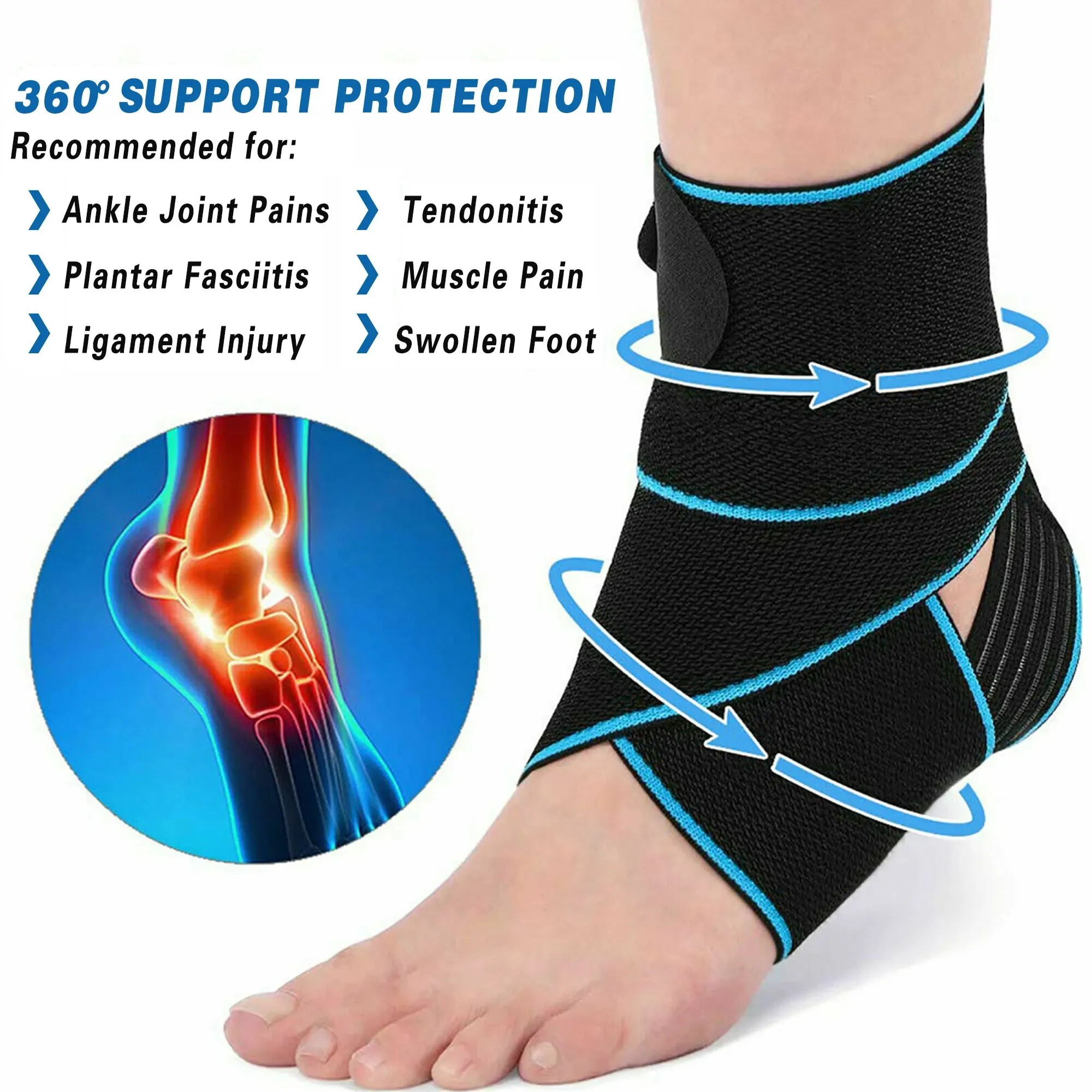 1PC Ankle Brace for Sprained Ankle Support Braces Wrap for Stabilizing Tendonitis Basketball Running Sprains Achilles Unisex