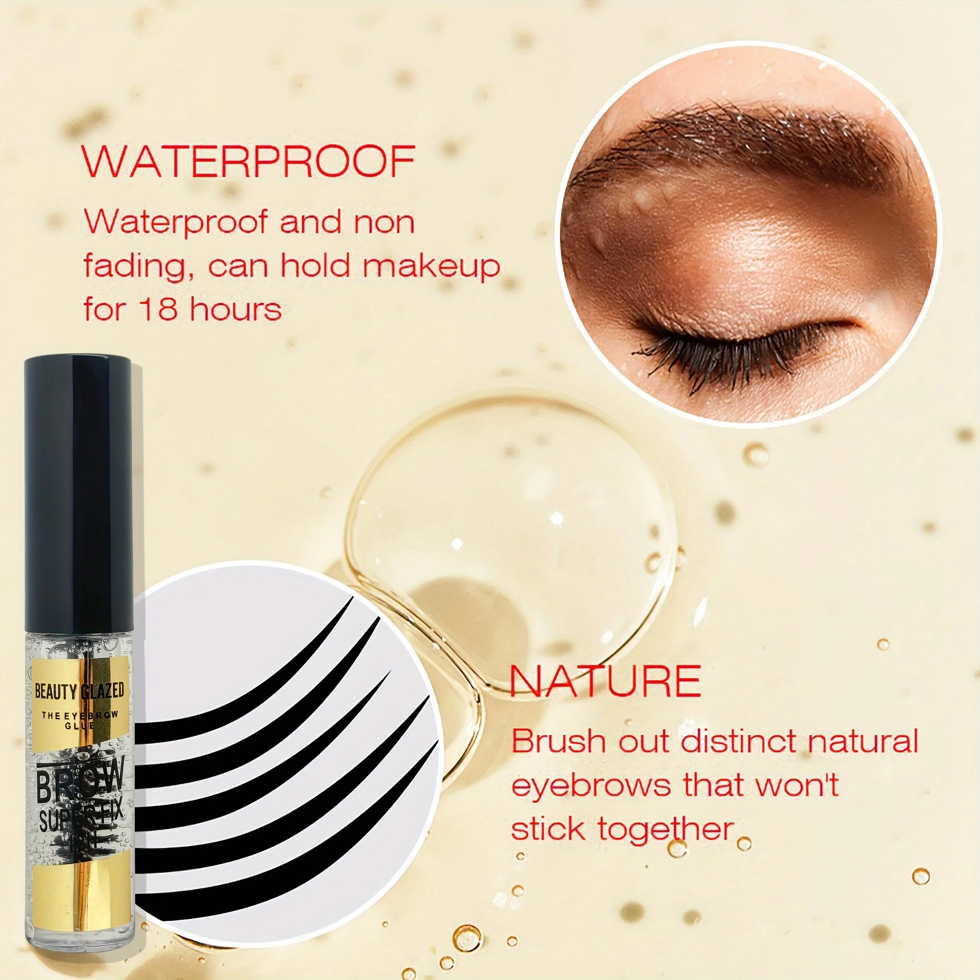 BEAUTY GLAZED Eyebrow Gel with Brush Quick-Drying LongLasting Waterproof Brow Styling Liquid for All Skin Types