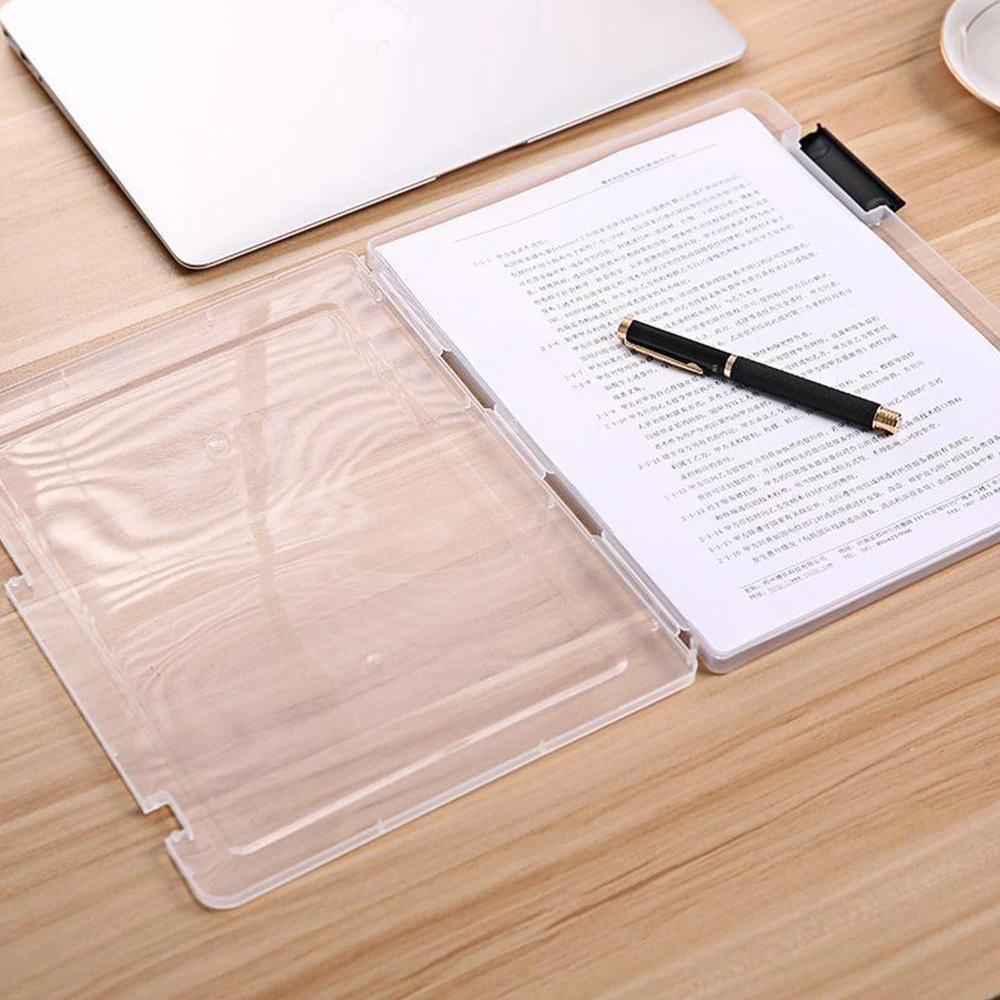 A4 A5 File Storage Box Transparent Portable Folder Document Case Organizer Test Paper Classification Boxes Clip Plastic Box