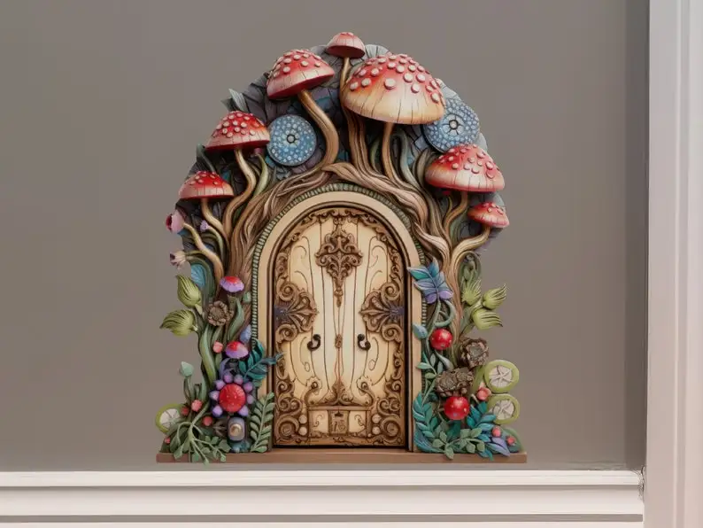 

Mushroom Forest Fairy Door - Fairy Door 3D Wall Sticker