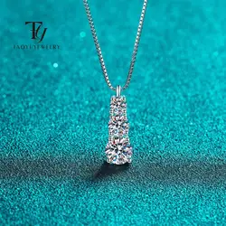 1.8CT 3 Stone Blue Green White Color Moissanite Pendant Necklkace For Charm Lady With Certificate Silver 925 Fine Jewelry Gift