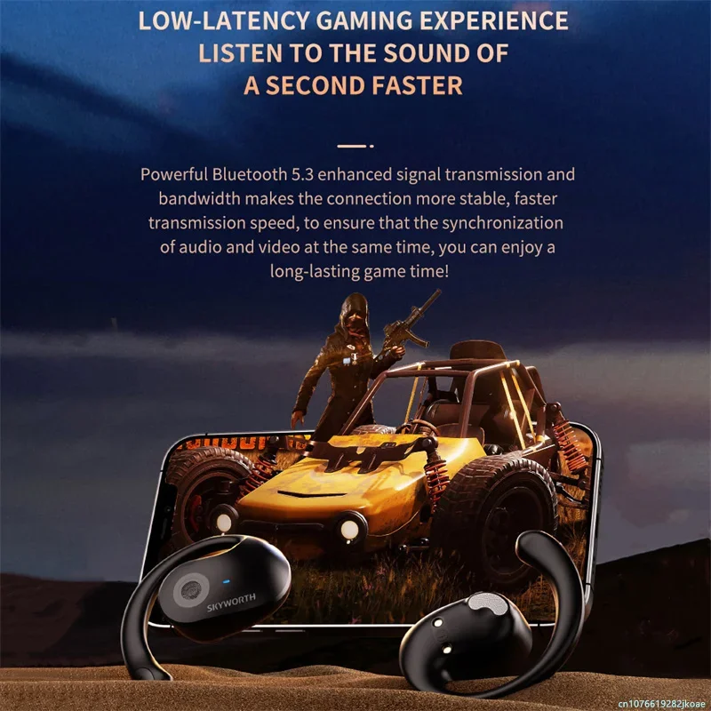 New SKYWORTH STP009 Earphones Outdoor Sports Ear Hook Wireless Bluetooth 5.3 Open-Ear Headphones HiFi Stereo HD Mic Call Earbuds