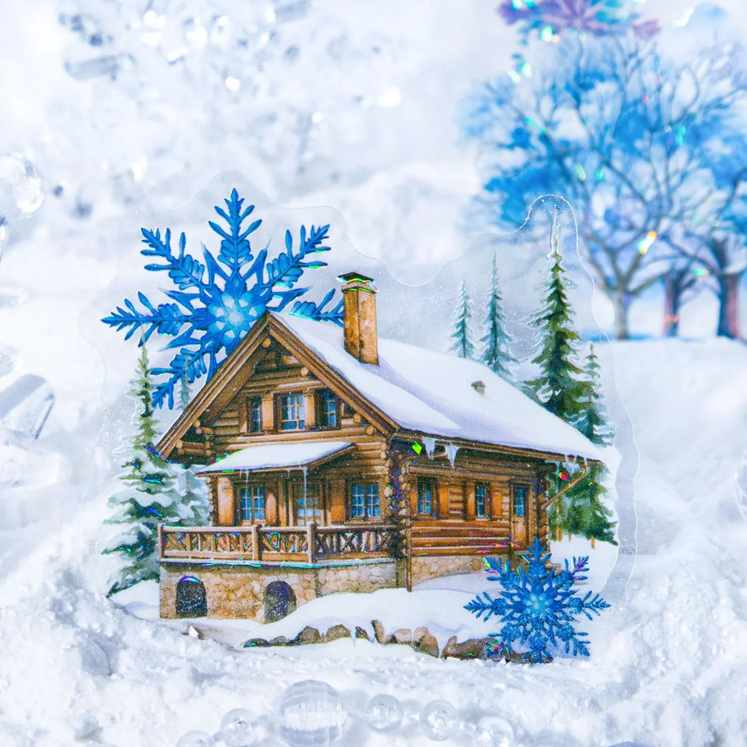 

10 Pcs/pack Ice Crystal Snow Scene Stickers Self-Adhesive Scrapbooking Stickers Supplies for Card Making Album