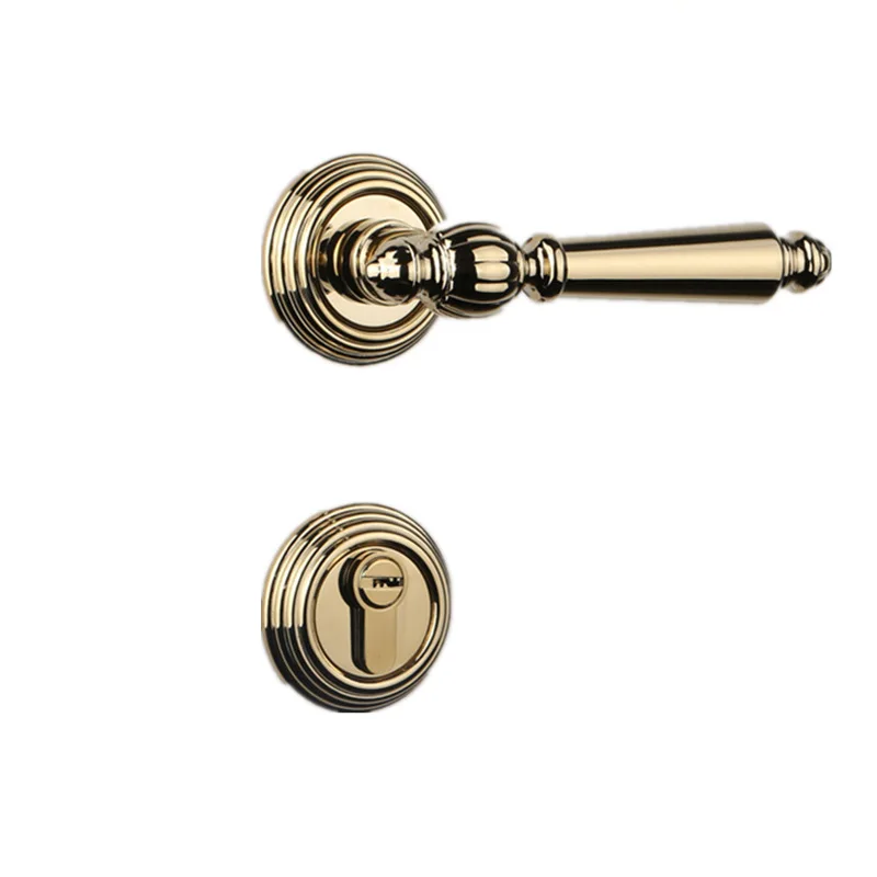 Imagem -05 - Fechadura de Porta Dourada Interna Estilo Nórdico Madeira Sólida Pvd Maçaneta de Sucção Magnética Fechadura Dividida Dourada Brilhante