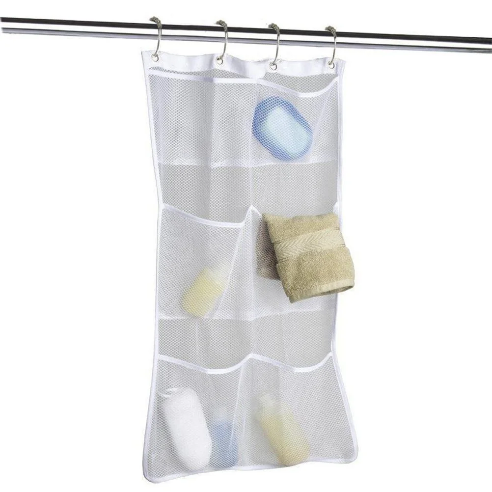 

6 Pocket Hanging Mesh Organizer Bag For Bathroom Shower Storage Waterproof Pockets For Shampoo Conditioner Body