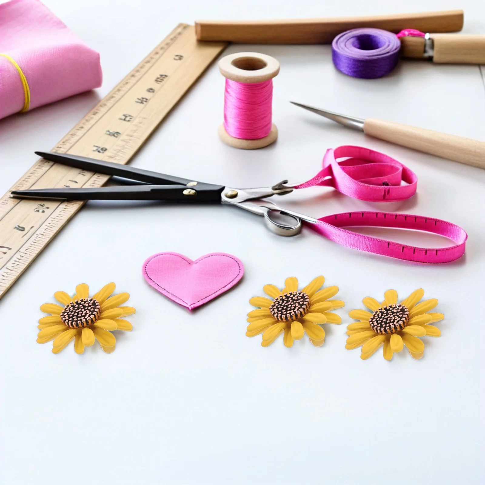 

6Pcs Daisy Lapel Pin Sunflower Sweater Anti-Exposure Alloy Safety Pins Decorative Dress Clips Badge for Bags Clothes Fixing