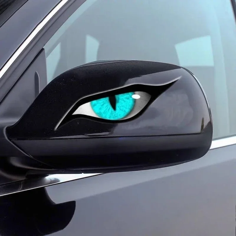 3D Simulated Cat Eyes Car Stickers Creative Rearview Mirror Decals Waterproof Scratch Cover Auto Exterior Decor Stickers