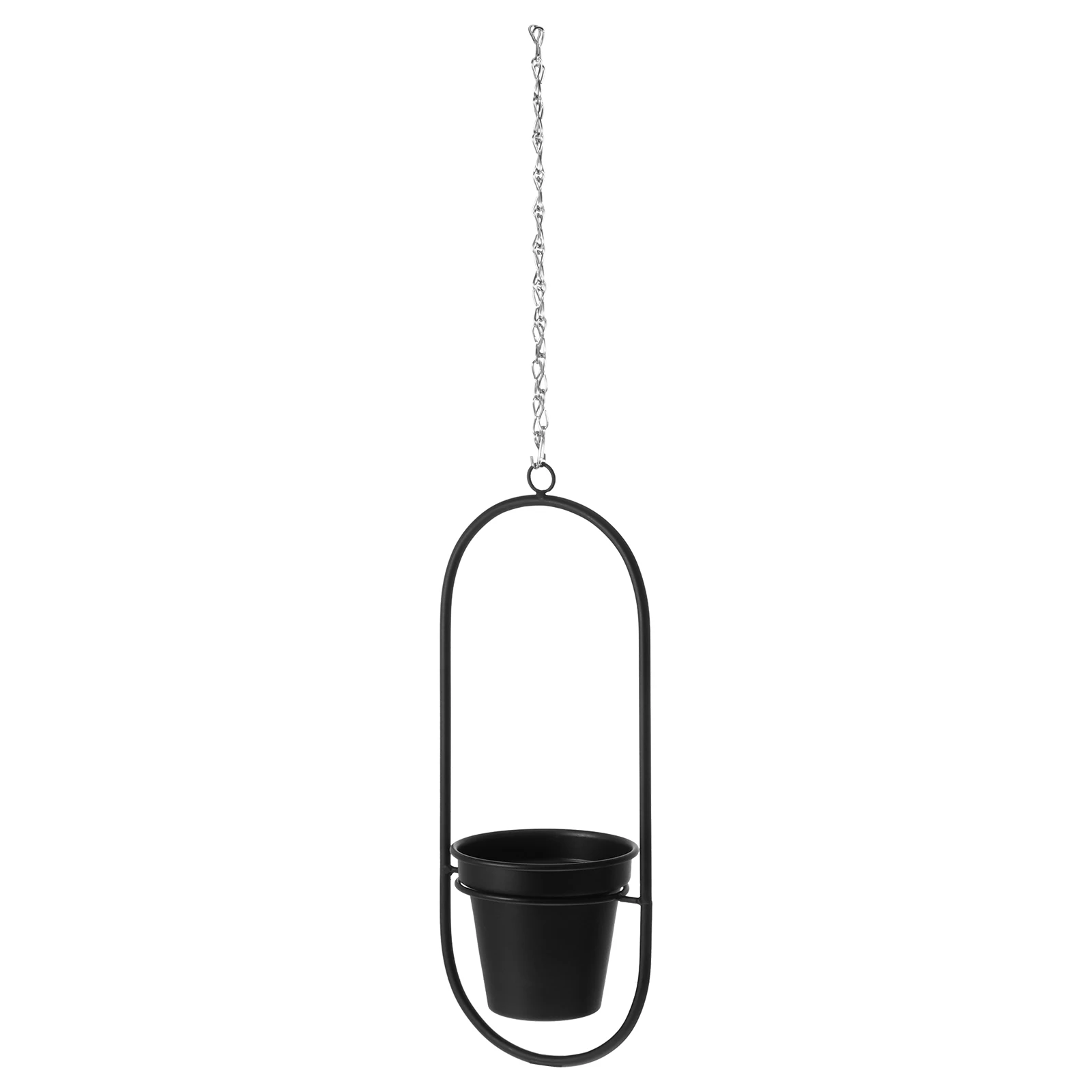 

Hanging Wrought Iron Flower Pot Black Finish Chain Hanger Decor Planter nament Wall Mounted Balcony Thickened