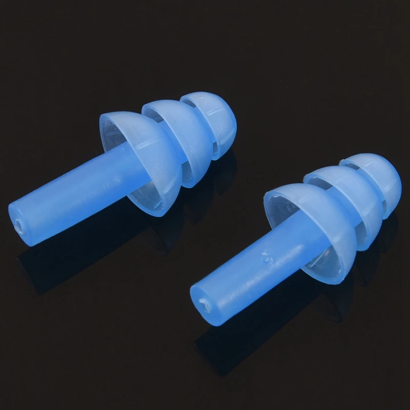 2 Pair Swimming Dive Flexible Silicone Ear Plugs Earplug Blue