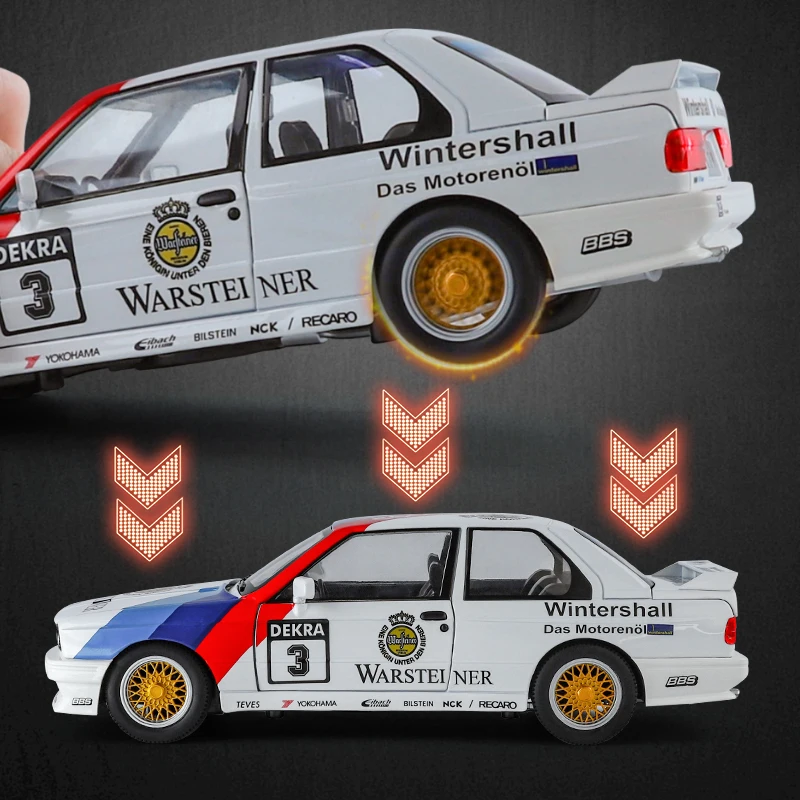 1:24 BMW M3 E30 Graffiti Edition Modelo de supercoche de aleación, puertas de coche y tapa de motor, maletero se puede abrir
