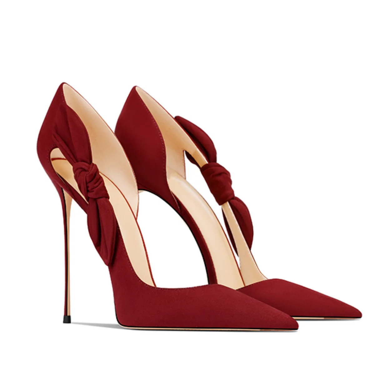 Women's Satin Pointed-Toe Stiletto Pumps D'Orsay Cutout with Bow Detail for Weddings Prom & Glamorous Luxury Fashion Statements