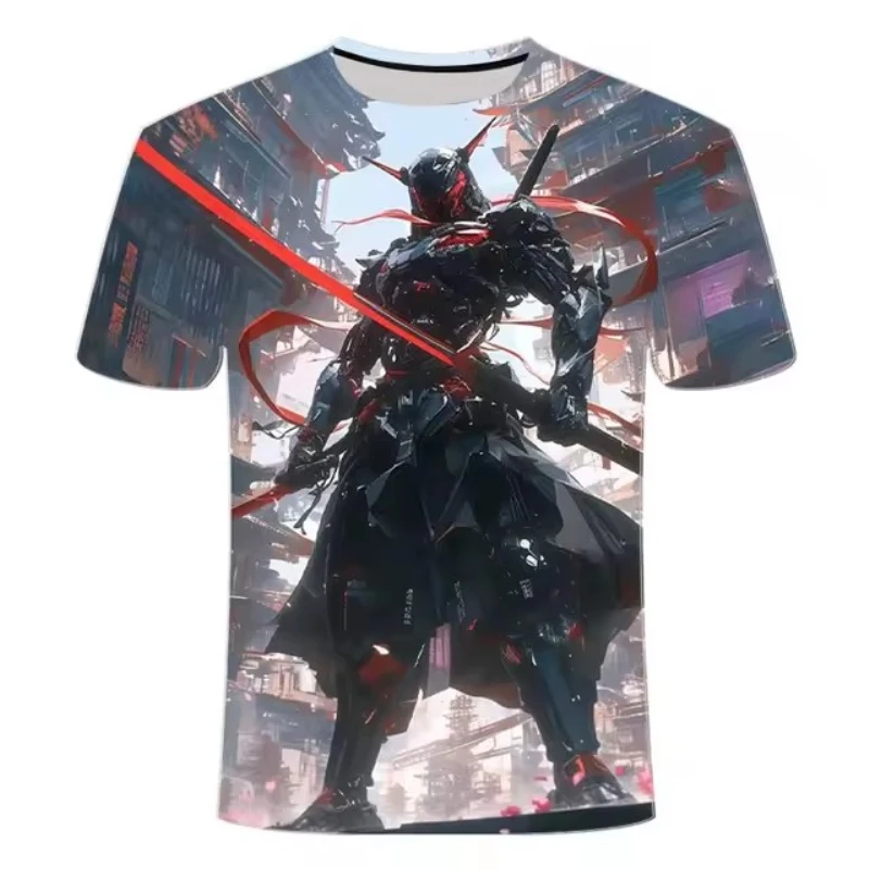 2024 New 3DT Shirt Cyber Mech Warrior Collection Fashion O-neck Short Sleeve Top Abstract Element Trendy Style