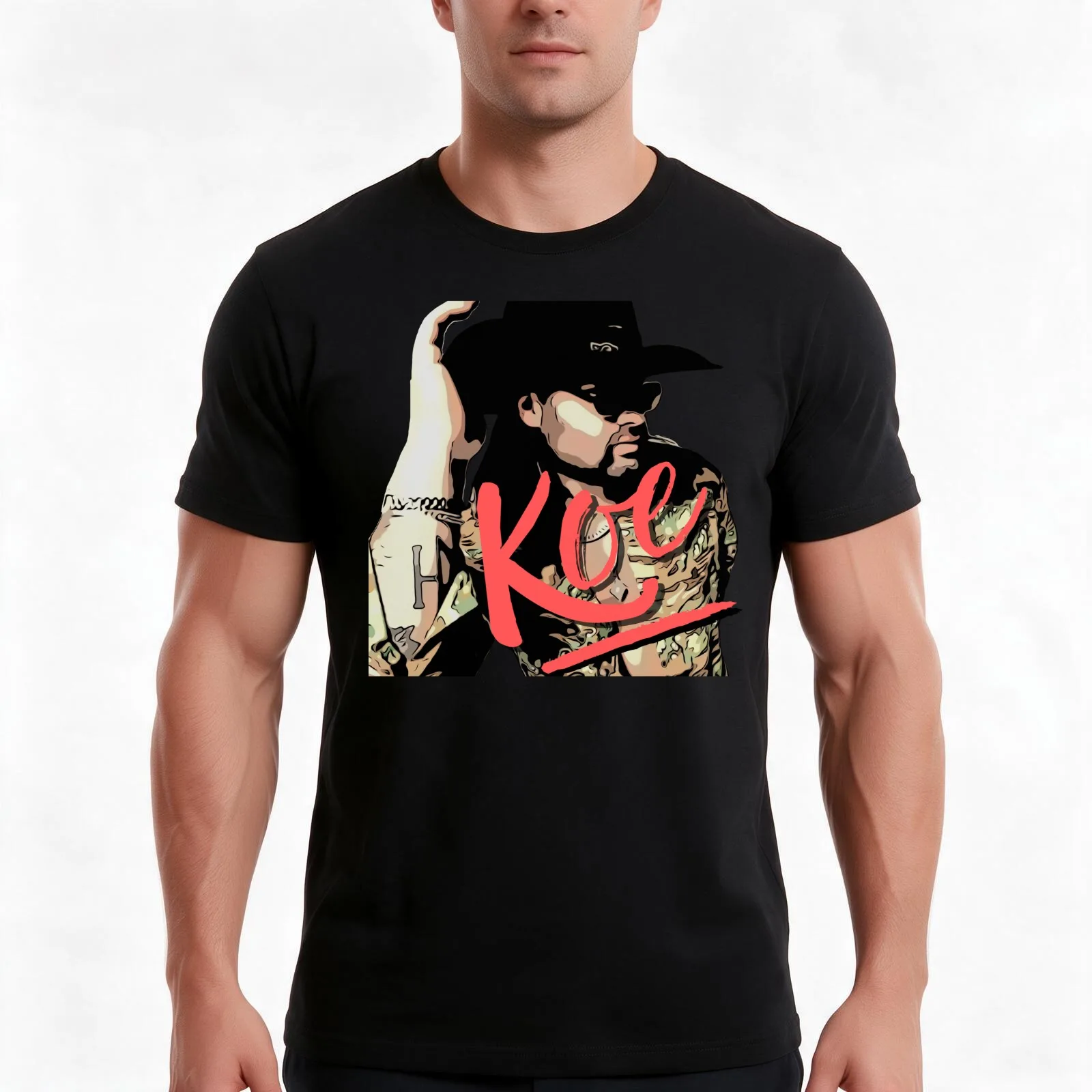 Koe (Wetzel) Tipping Hat T-Shirt, Summer Casual Cotton Tee, Oversized Streetwear Tops, Vintage Graphic Print, Unisex Men Women