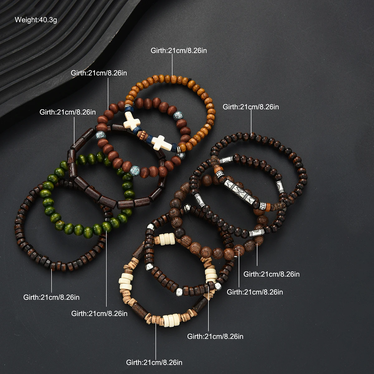 10 قطع خمر الأزياء مضفر مطرز أساور مجموعة للرجال النساء الرجعية الصليب متعدد الطبقات مطرز سلسلة مجوهرات اكسسوارات هدايا #6