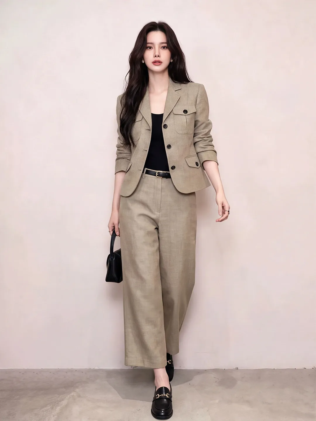 Laoqian Style Linen Cotton Set Autumn Fashion Waist-Cinching Casual Pants Two-Piece Suit Korean Loose Fit Women's Ensemble